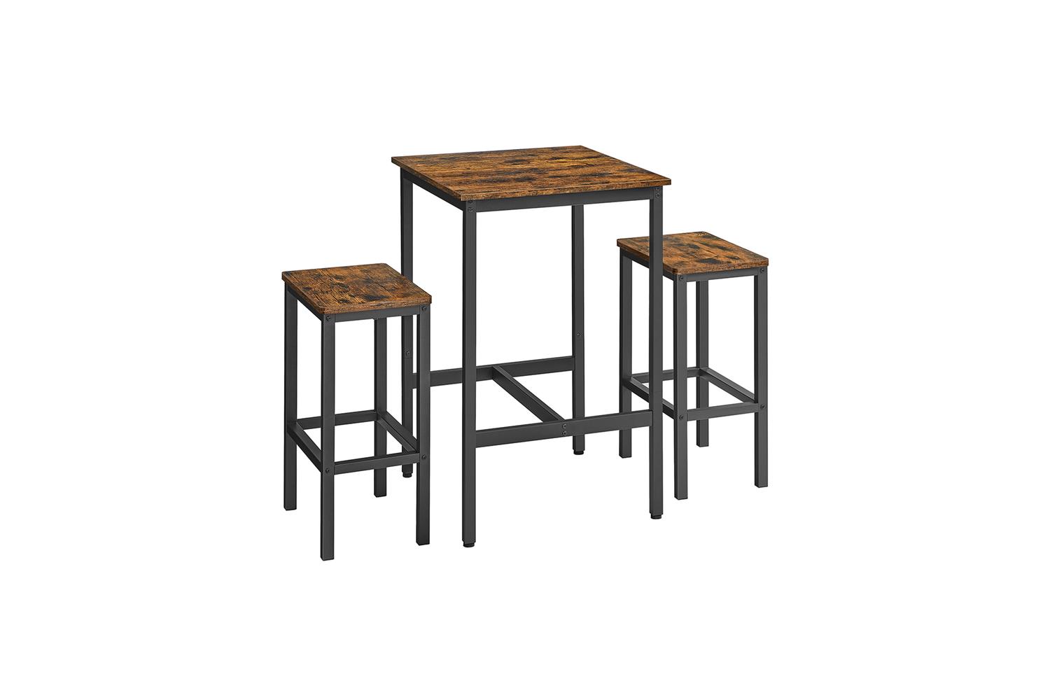 Vasagle Bar Table Set | Wood Chipboard & Steel | Vintage Brown/black | 60 X 60 X 90 Cm