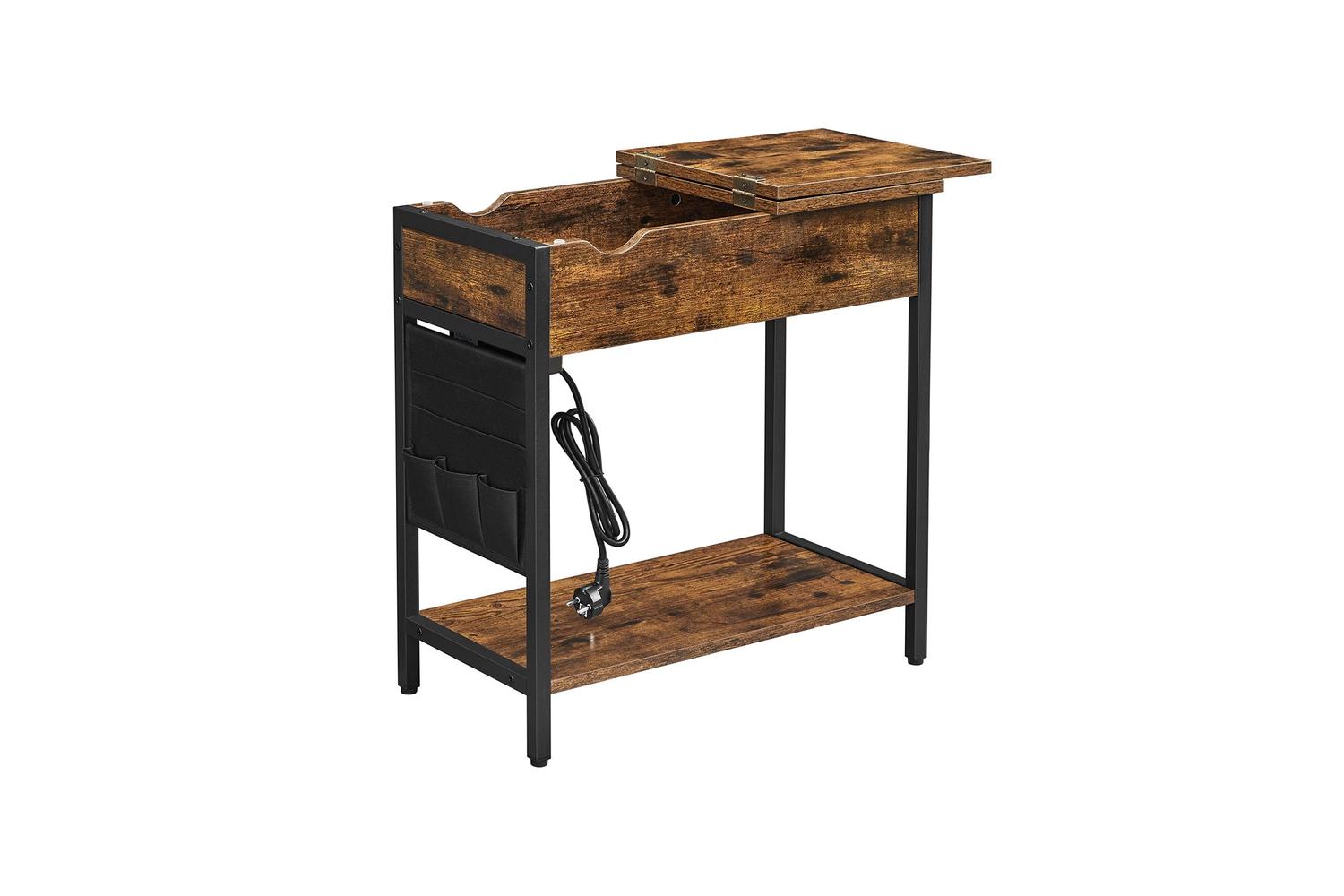 Vasagle End Table | Side Table | Rustic Brown And Black | 60 X 31.5 X 60 Cm