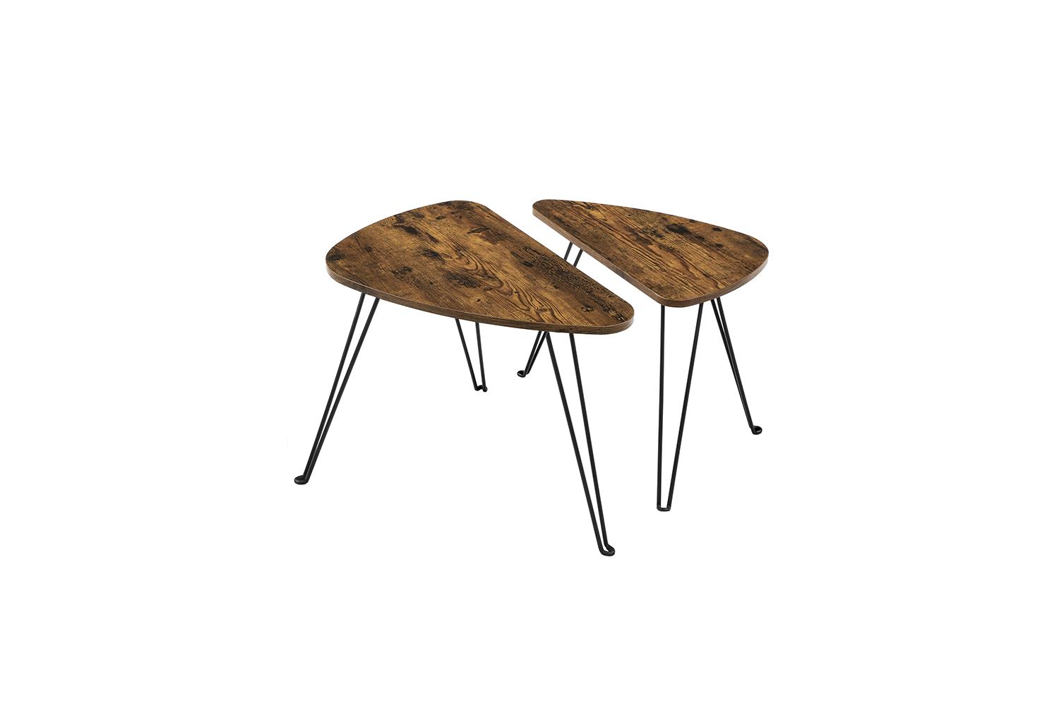 Vasagle Nesting Table Set | Particleboard And Steel | Rustic Brown And Black | 60 X 38 X 47.5 Cm