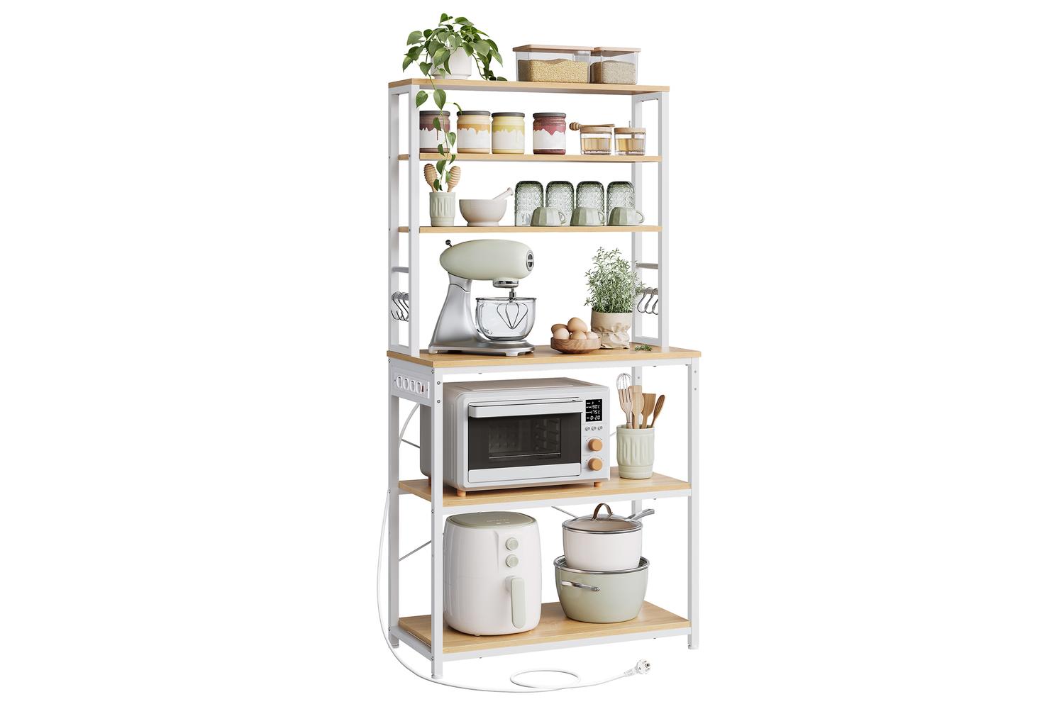 Bakers Rack | Kitchen Storage Rack | Steel And Particle Board | 40 X 80 X 167 Cm