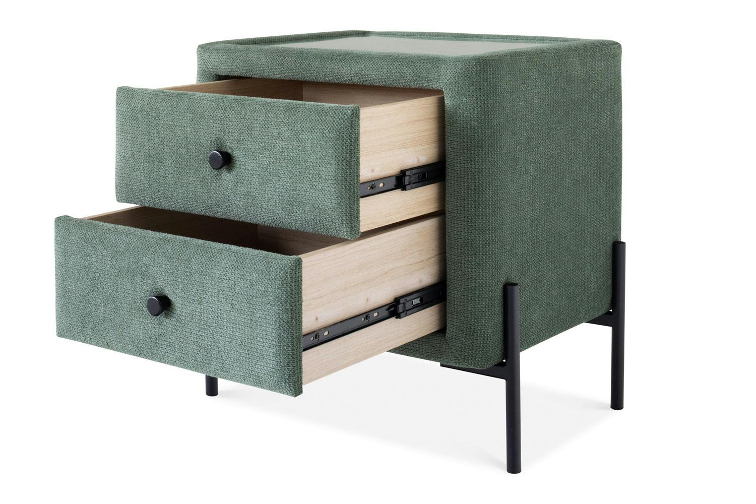 Arnold Bedside Locker | 2 Drawer | Green