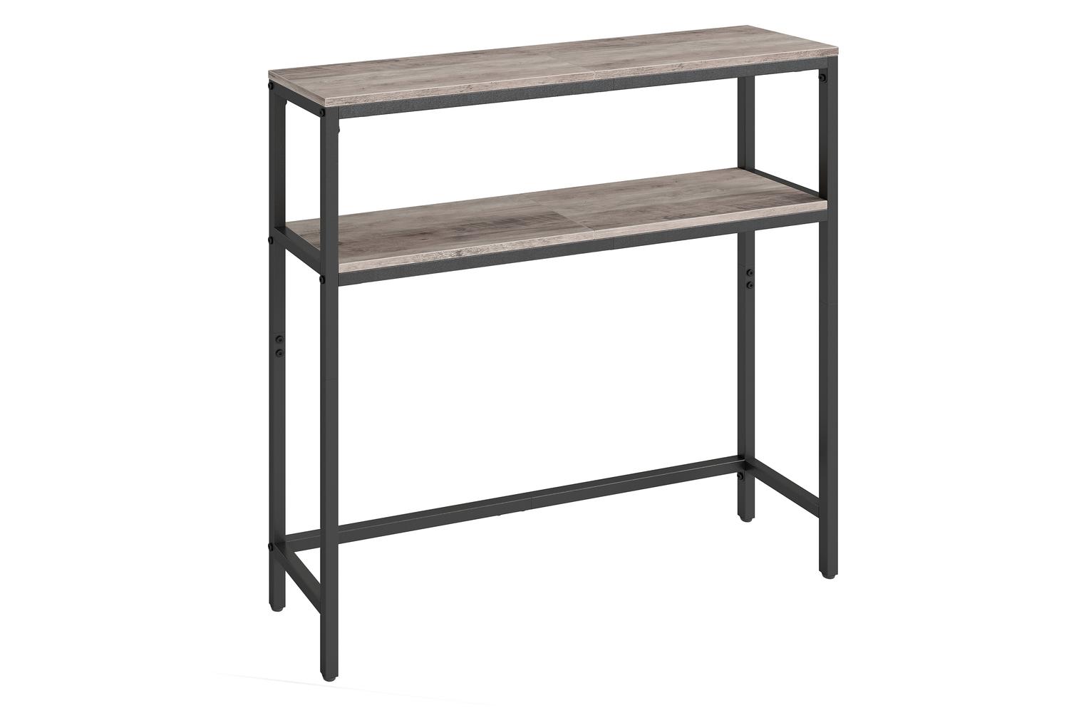 Vasagle Console Table | Modern Black Frame | Heather Greige Shelves | 80cm