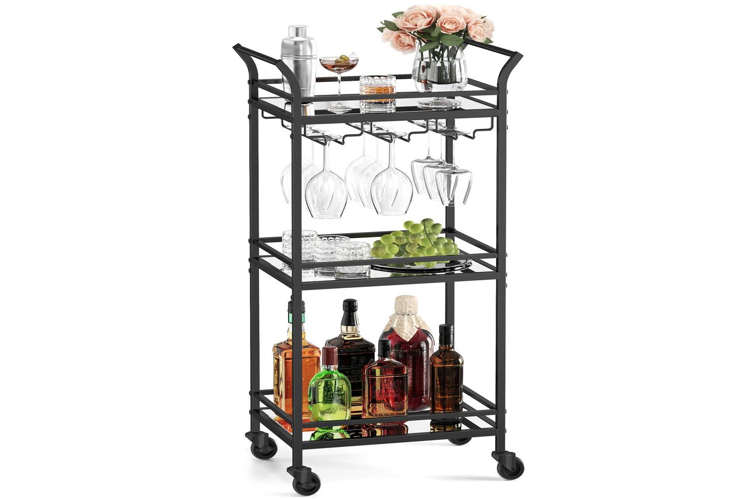 Bar Cart | Bar Table | Steel And Glass | 92 Cm