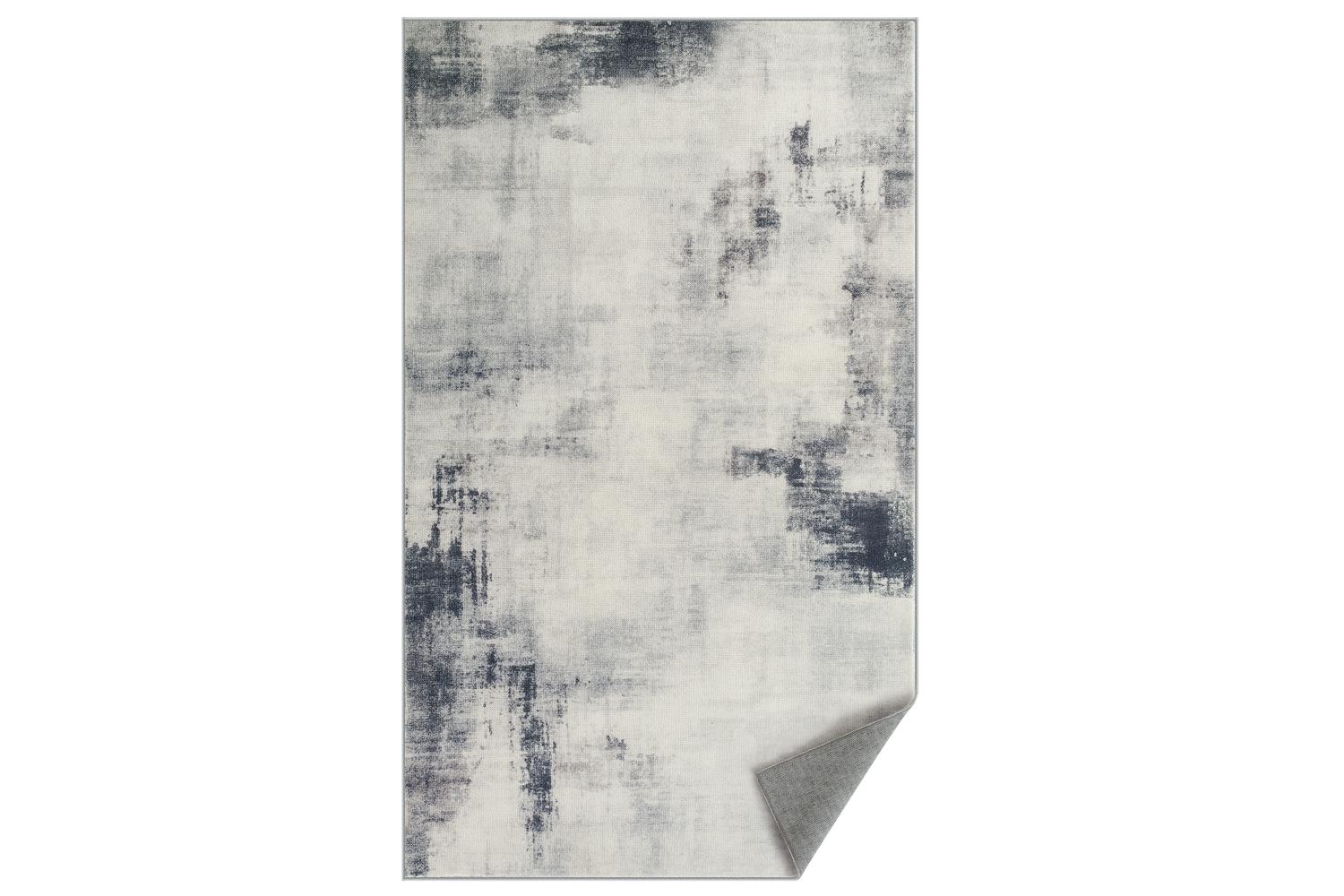 Modern Abstract Rug 3x5 | Area Rug | Polyester | Dove Gray
