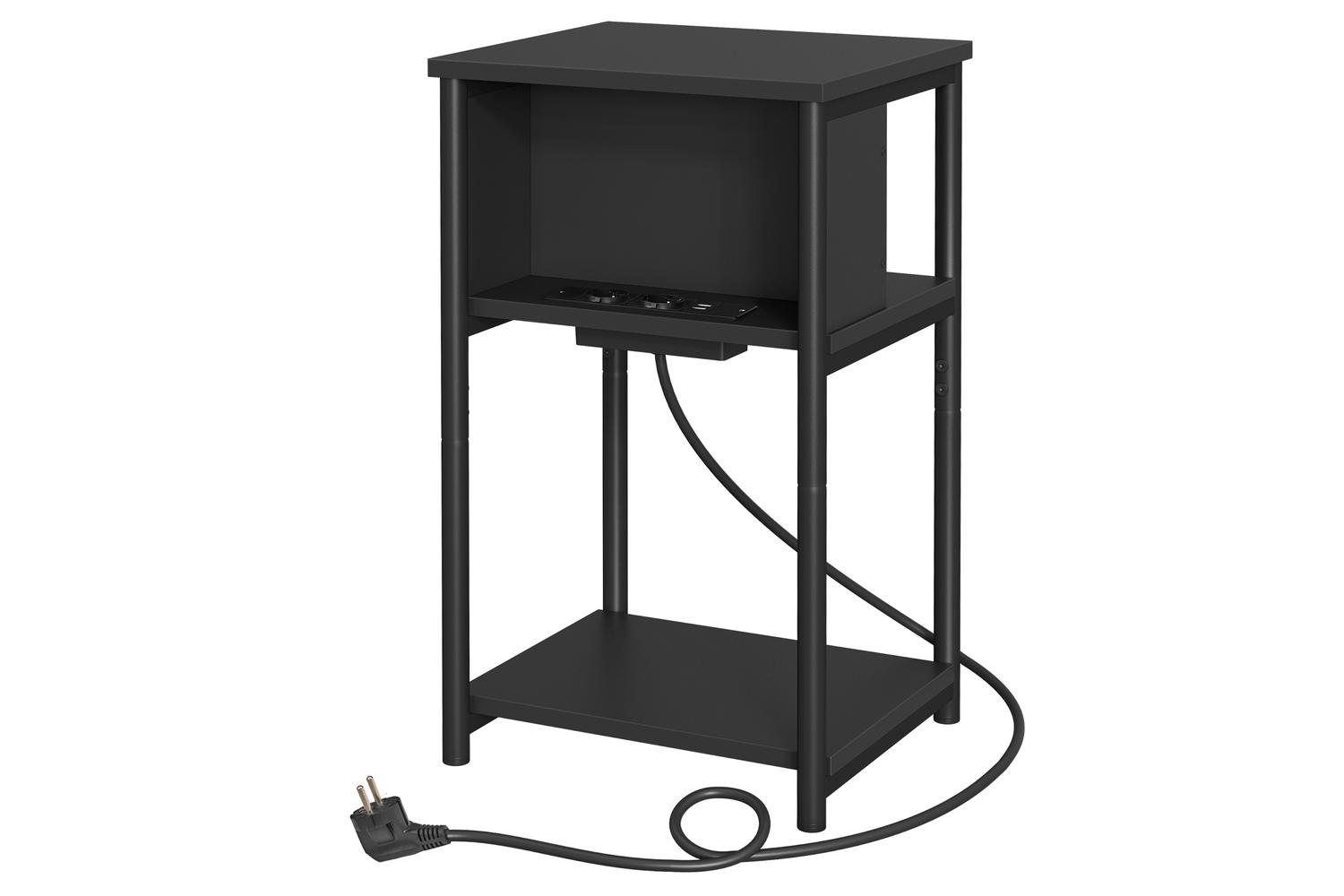 Vasagle End Table | Side Table With Power Strip | Steel And Chipboard | 30 X 34 X 58 Cm