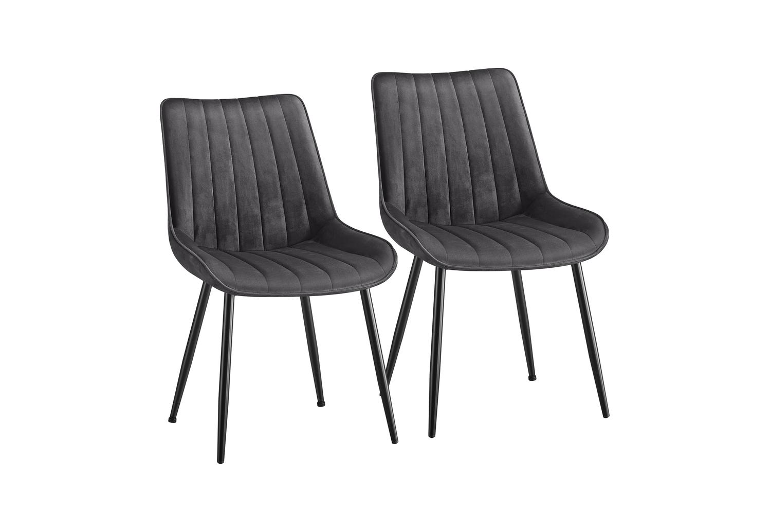 Songmics Dining Chair | Steel Frame | Grey And Ink Black | 2 Pack