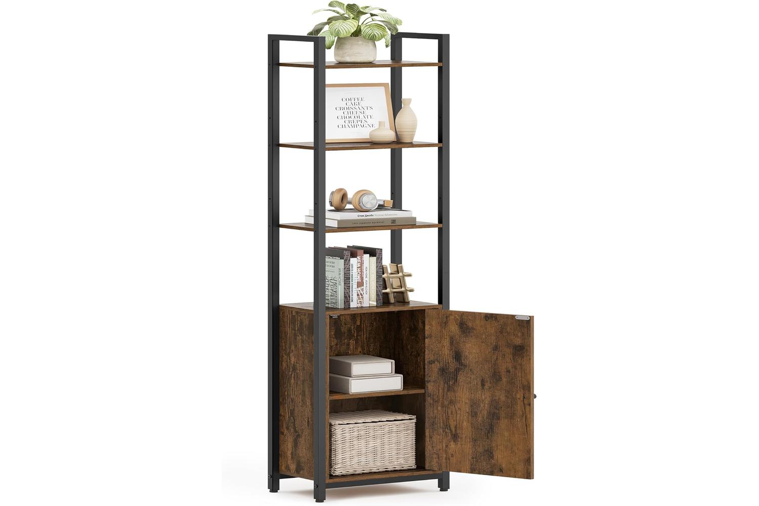 Vasagle Bookshelf | Bookcase | Rustic Brown And Ink Black | 159.5cm