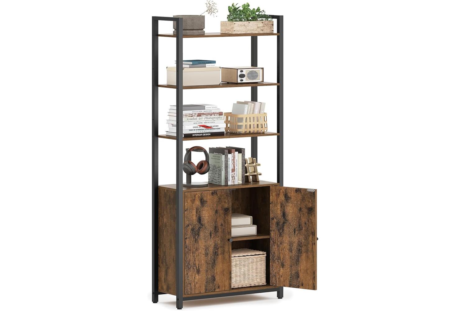 Vasagle Bookshelf | Bookcase | Rustic Brown And Ink Black | 159.5cm