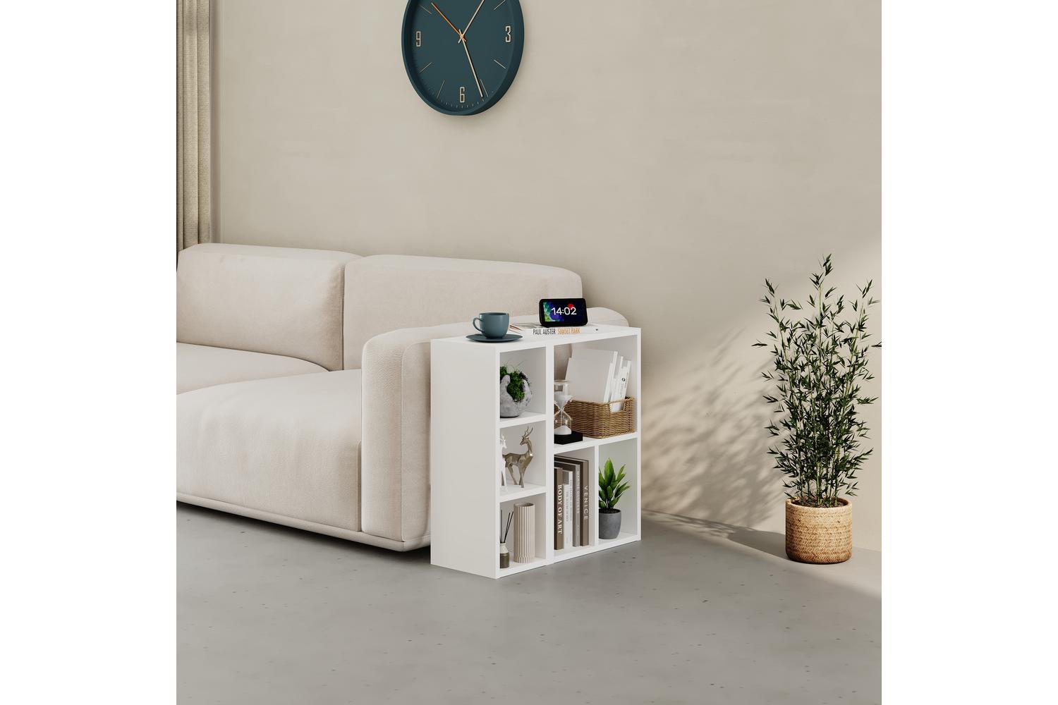 Decortie Modern Combayn 3 Cube Book Shelf | Low Standing | White | Small