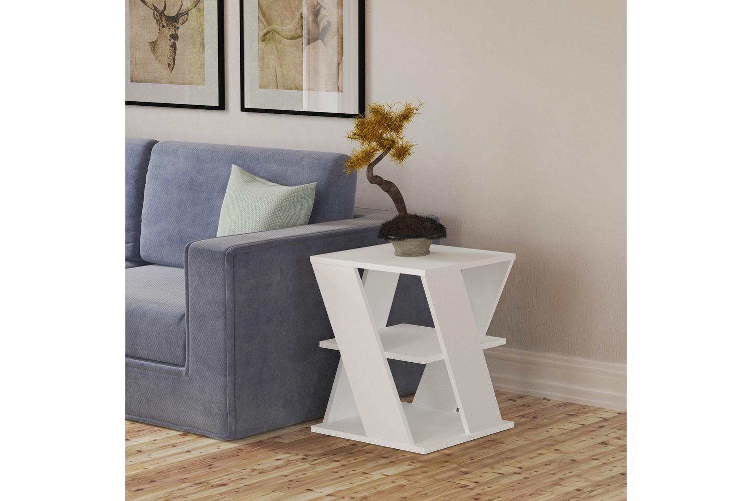 Decortie Cyclo Modern Coffee Table | Side Table | Engineered Wood | White | H 55cm