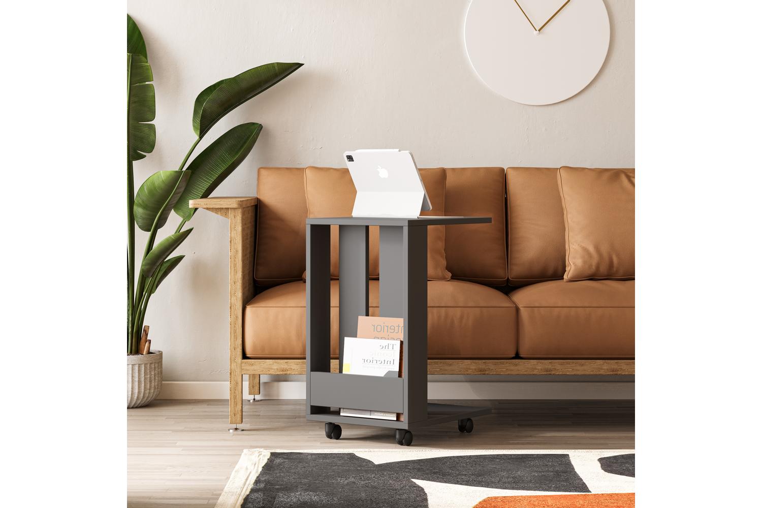 Decortie Edi C Table | Side Table | Engineered Wood | Anthracite Grey | 60cm