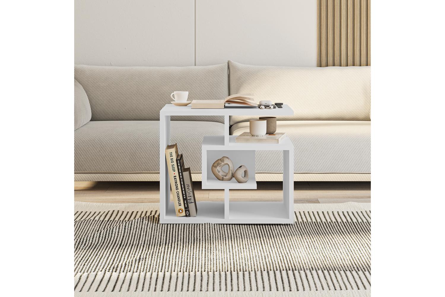 Decortie Labirent Coffee Table | Modern Maze Design | White | 45cm