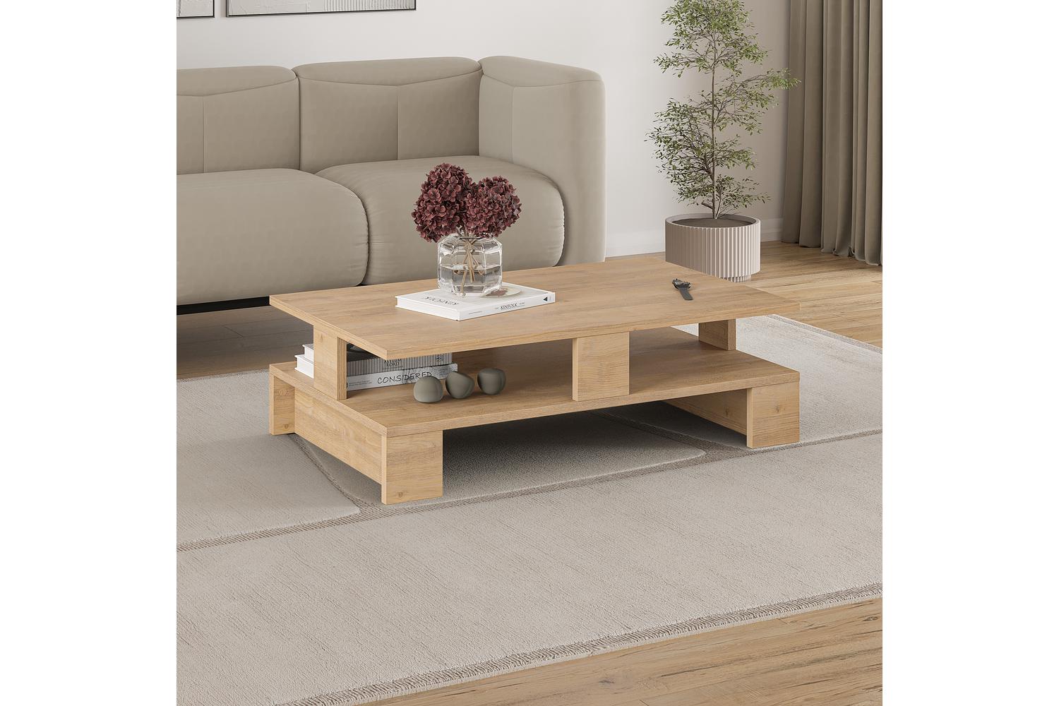 Decortie Mansu Modern Coffee Table | Coffee Table | Oak | 80 X 50 X 27.5 Cm