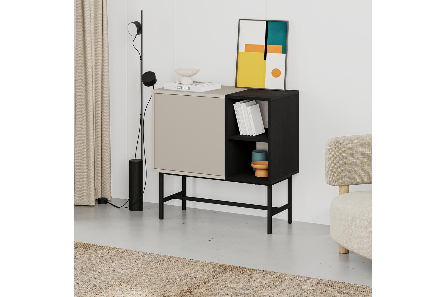 Decortie Storage Cabinet | Sideboard | Engineered Wood & Metal | Sandstone Black