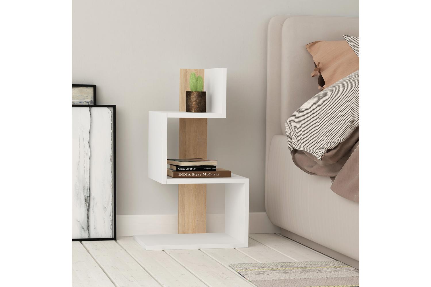 Decortie Rosie Modern Side Table | 3 Tier | White Oak | 72cm