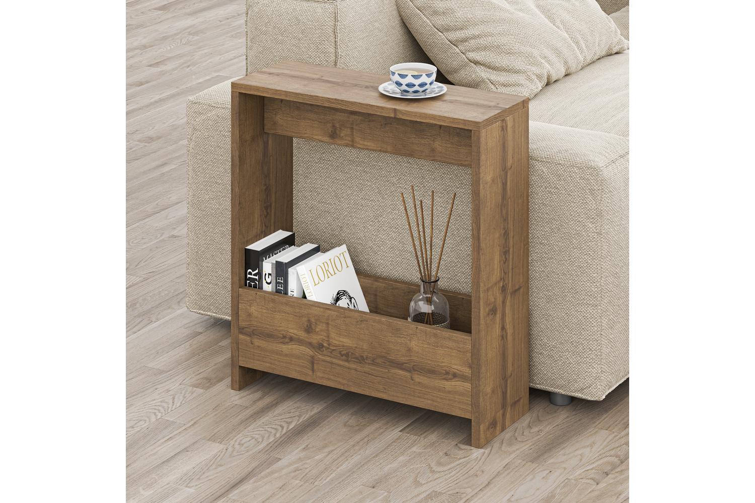 Decortie Simpi Modern Side Table | Side Table | Dark Oak Effect | H 60cm
