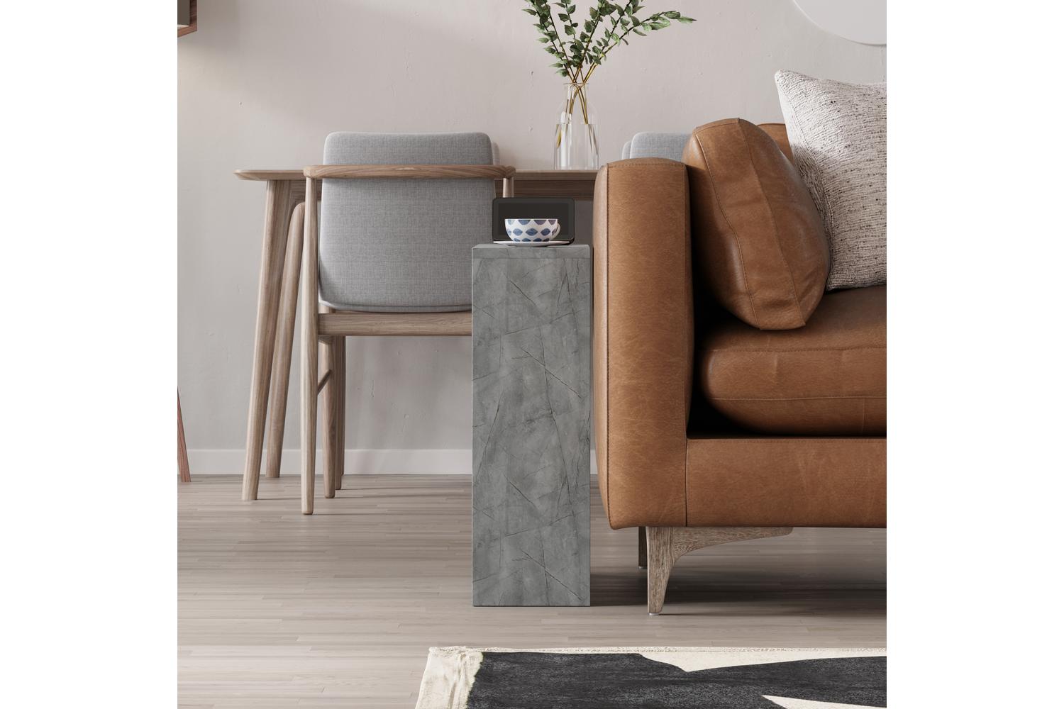 Decortie Simpi Modern Side End Table | Side Table | Gold Marble Effect | 60cm