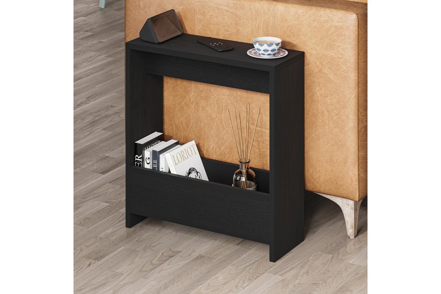 Decortie Simpi Modern Side End Table | Side Table | Black Wood | 60cm
