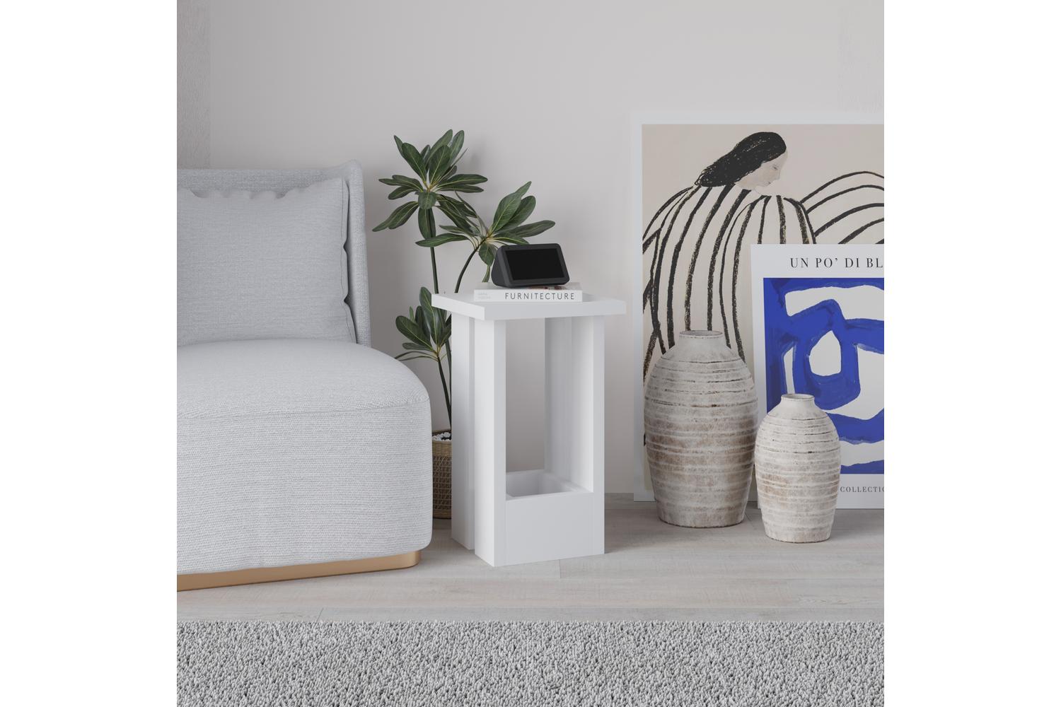 Decortie Tasos Side Table White | Side Table | Engineered Wood | 30x30x50.5cm