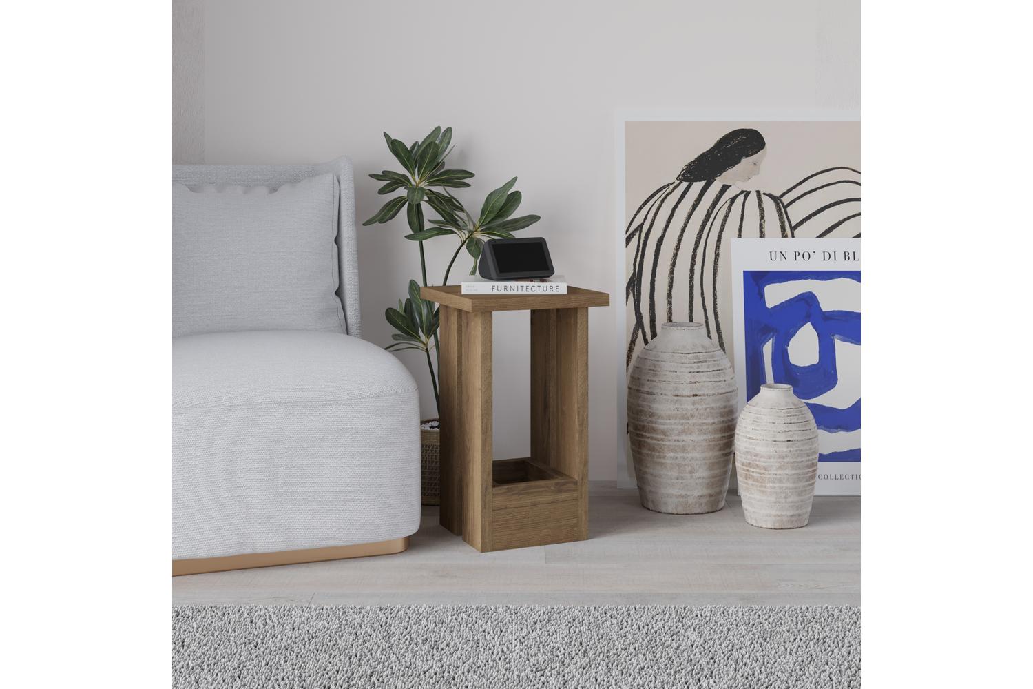 Decortie Tasos Side Table | Side Table | Dark Oak Effect | 30wx30dx50.5hcm