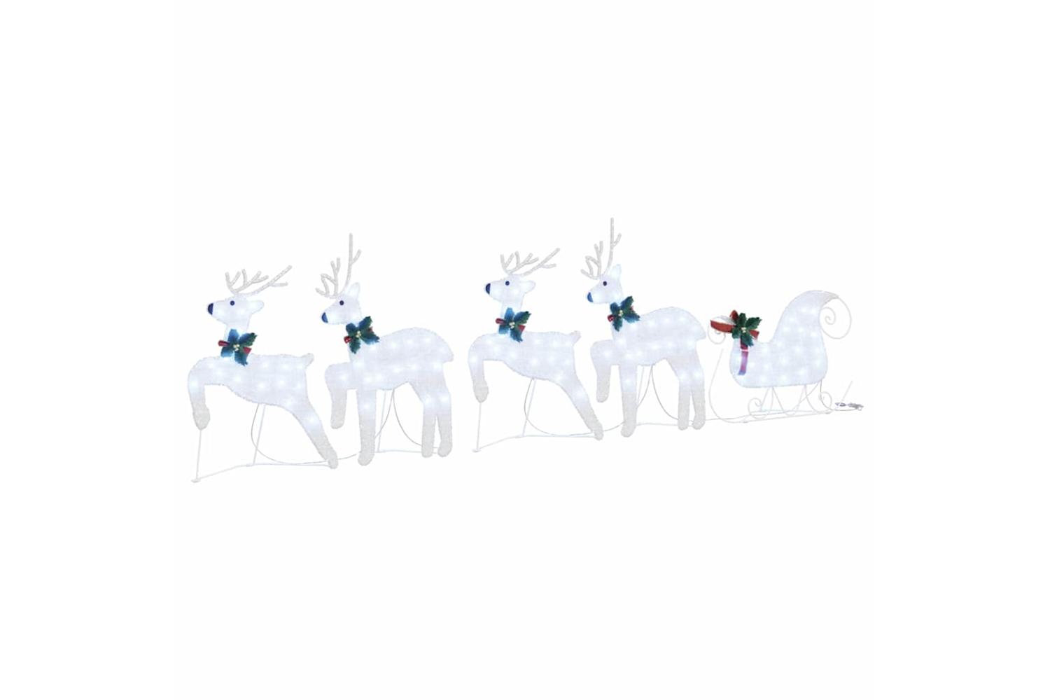 Vidaxl Led Reindeers 5 Pcs Silver Fabric