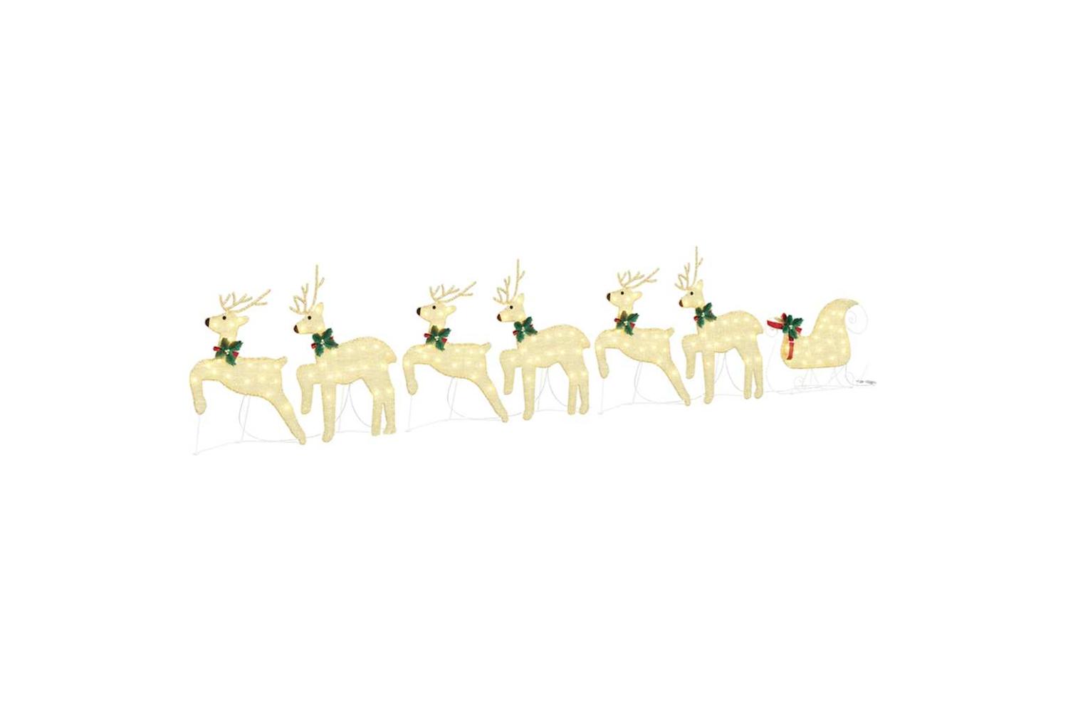 Vidaxl Led Reindeers 7 Pcs Gold Fabric
