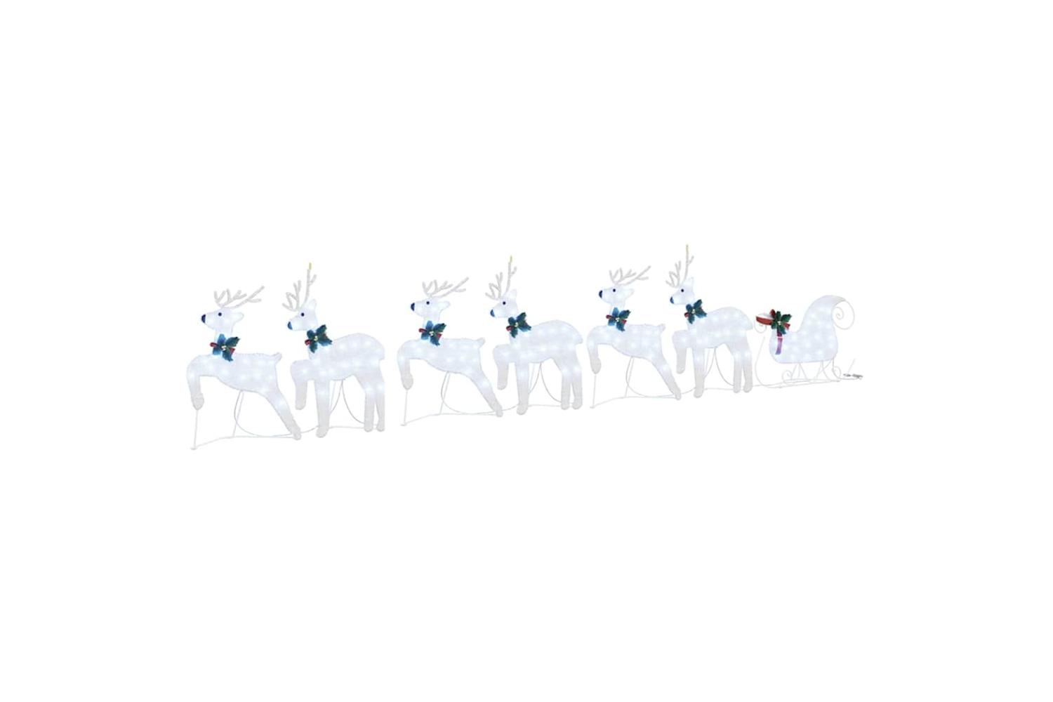 Vidaxl Led Reindeers 7 Pcs Silver Fabric