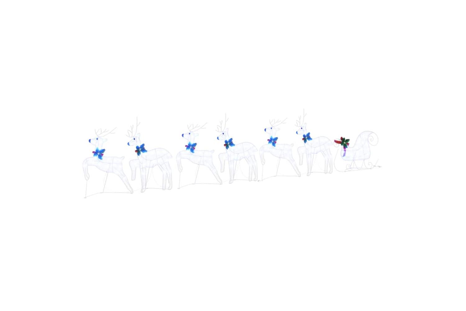 Vidaxl Led Reindeers 7 Pcs White Fabric