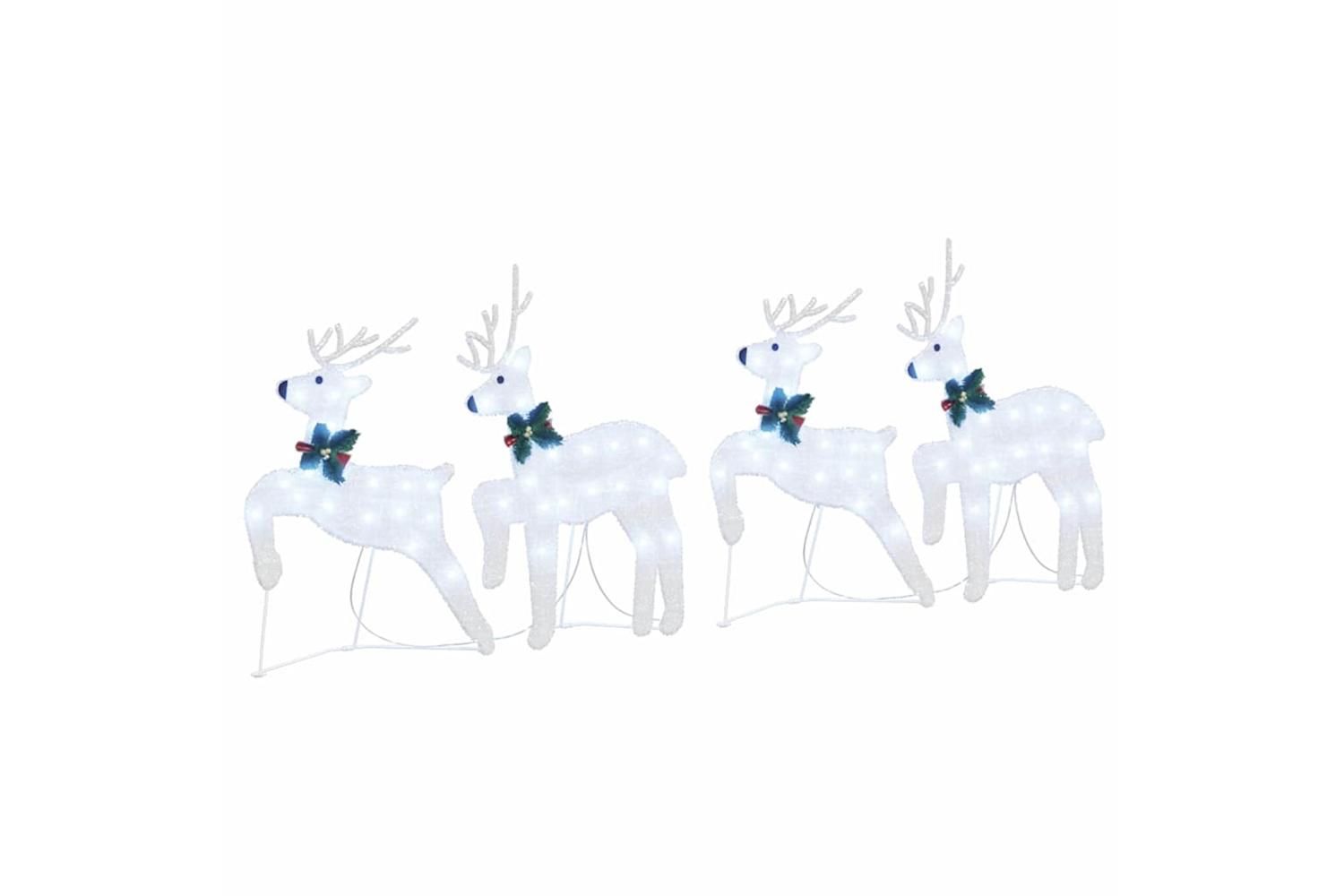 Vidaxl Led Reindeers 4 Pcs Silver Fabric