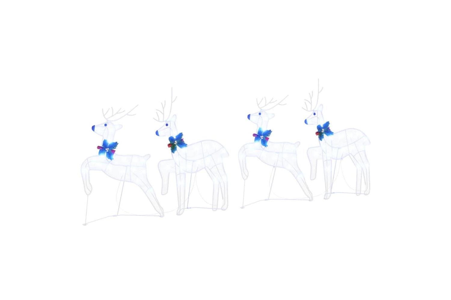 Vidaxl Led Reindeers 4 Pcs White Fabric