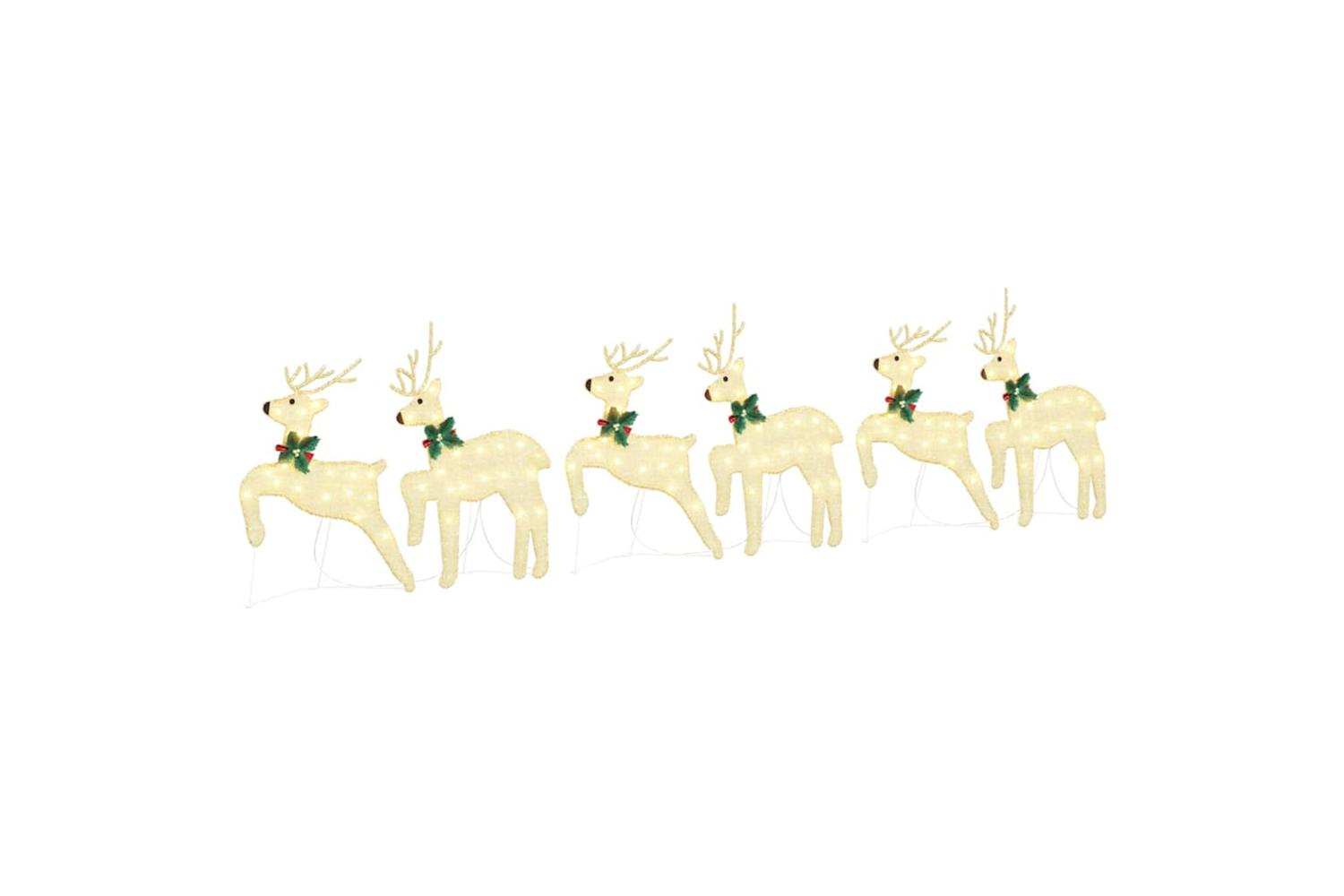 Vidaxl Led Reindeers 6 Pcs Gold Fabric