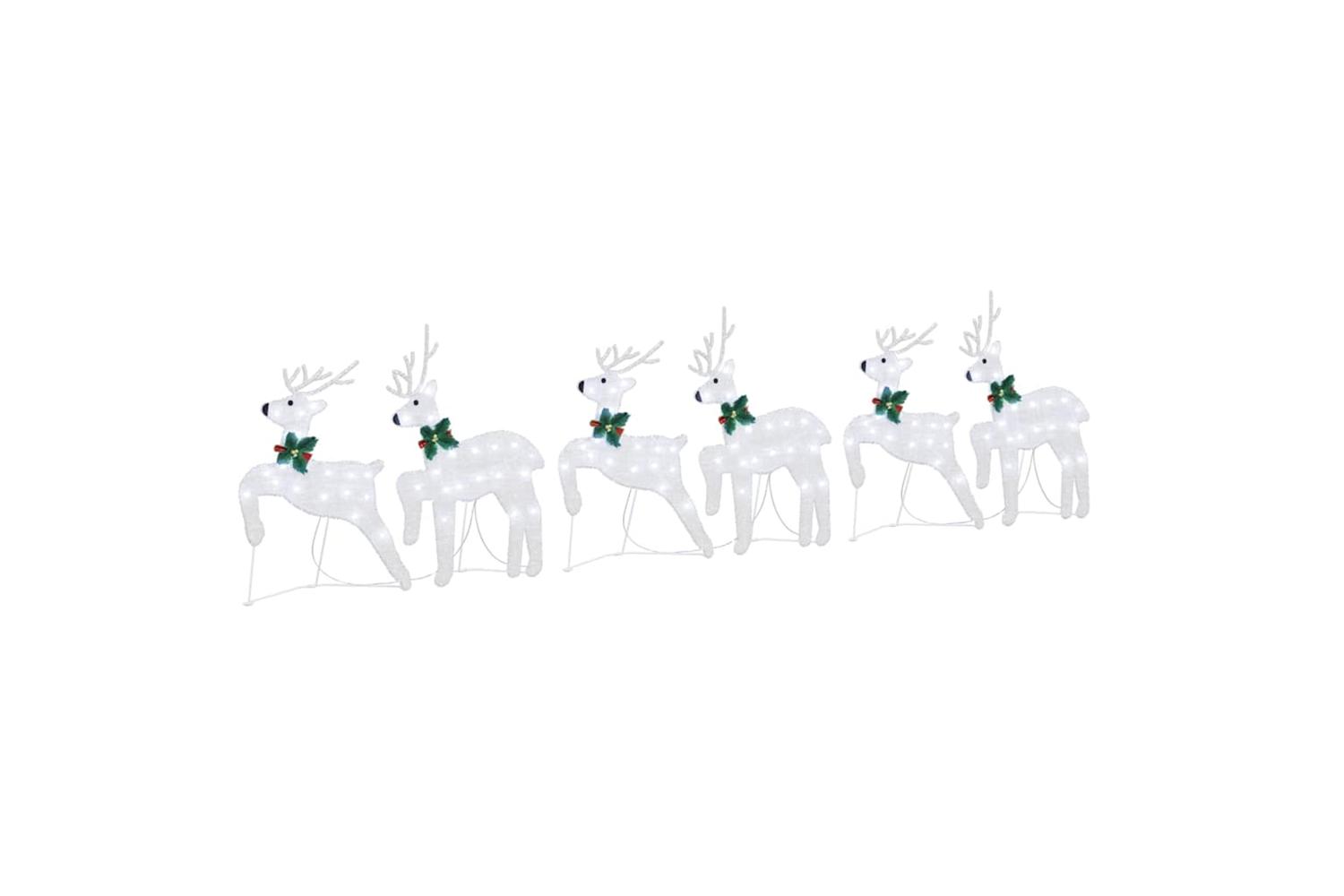 Vidaxl Led Reindeers 6 Pcs Silver Fabric