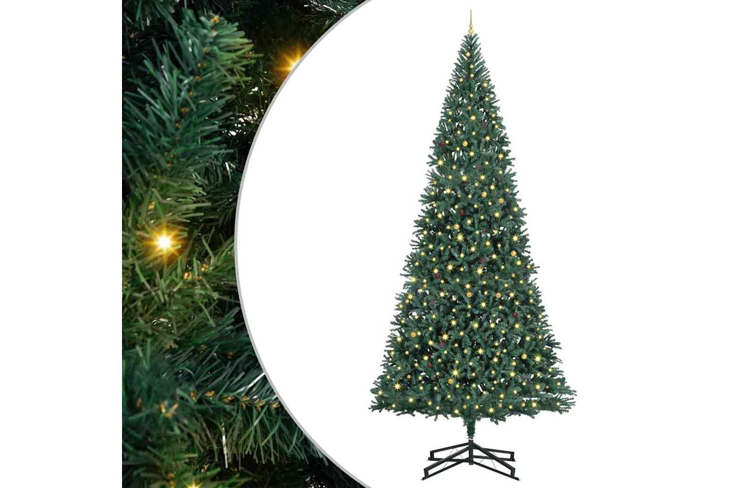 Vidaxl Artificial Pre-lit Christmas Tree With Ball Set Green 500 Cm
