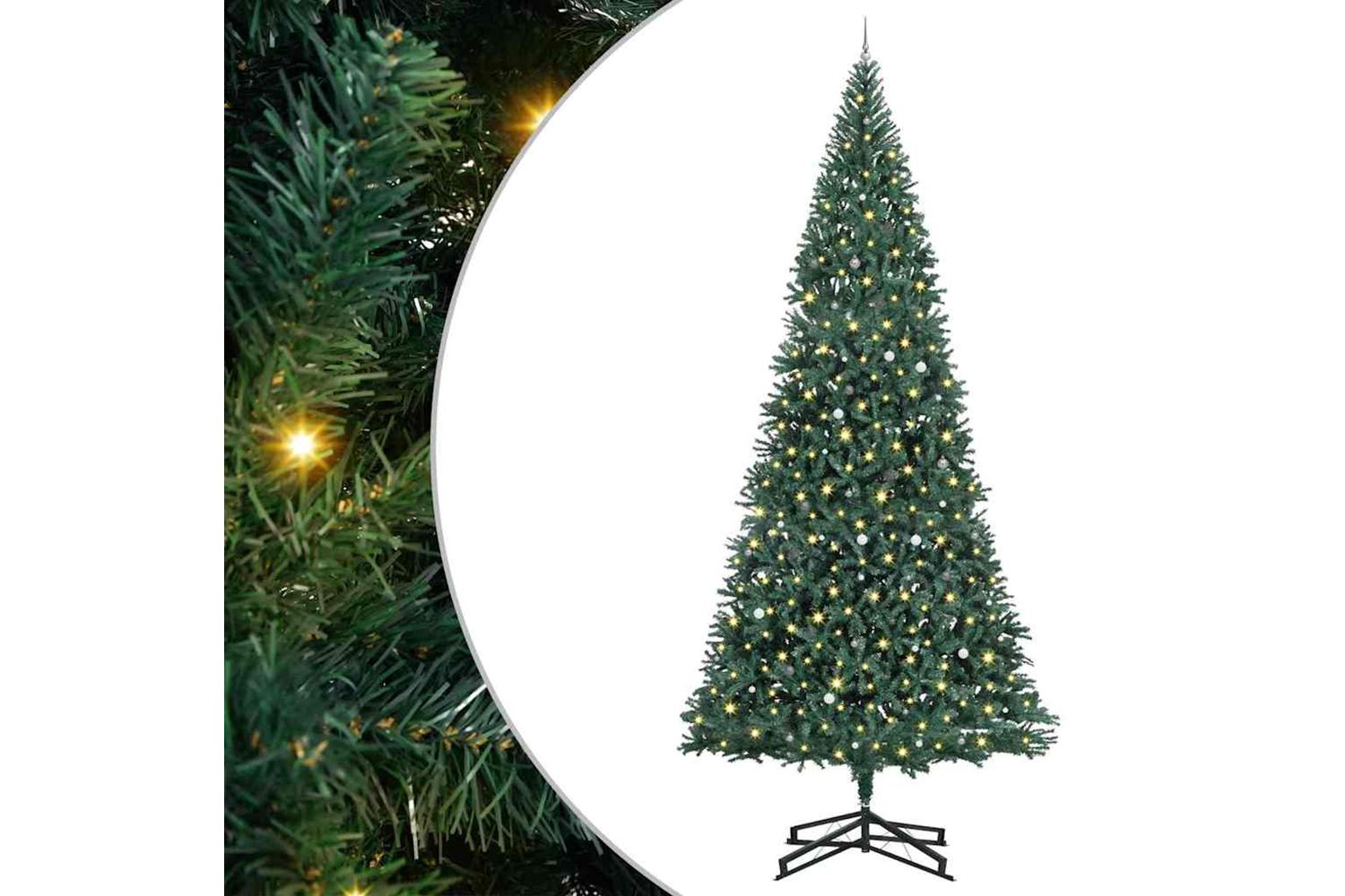 Vidaxl Artificial Pre-lit Christmas Tree With Ball Set Green 500 Cm