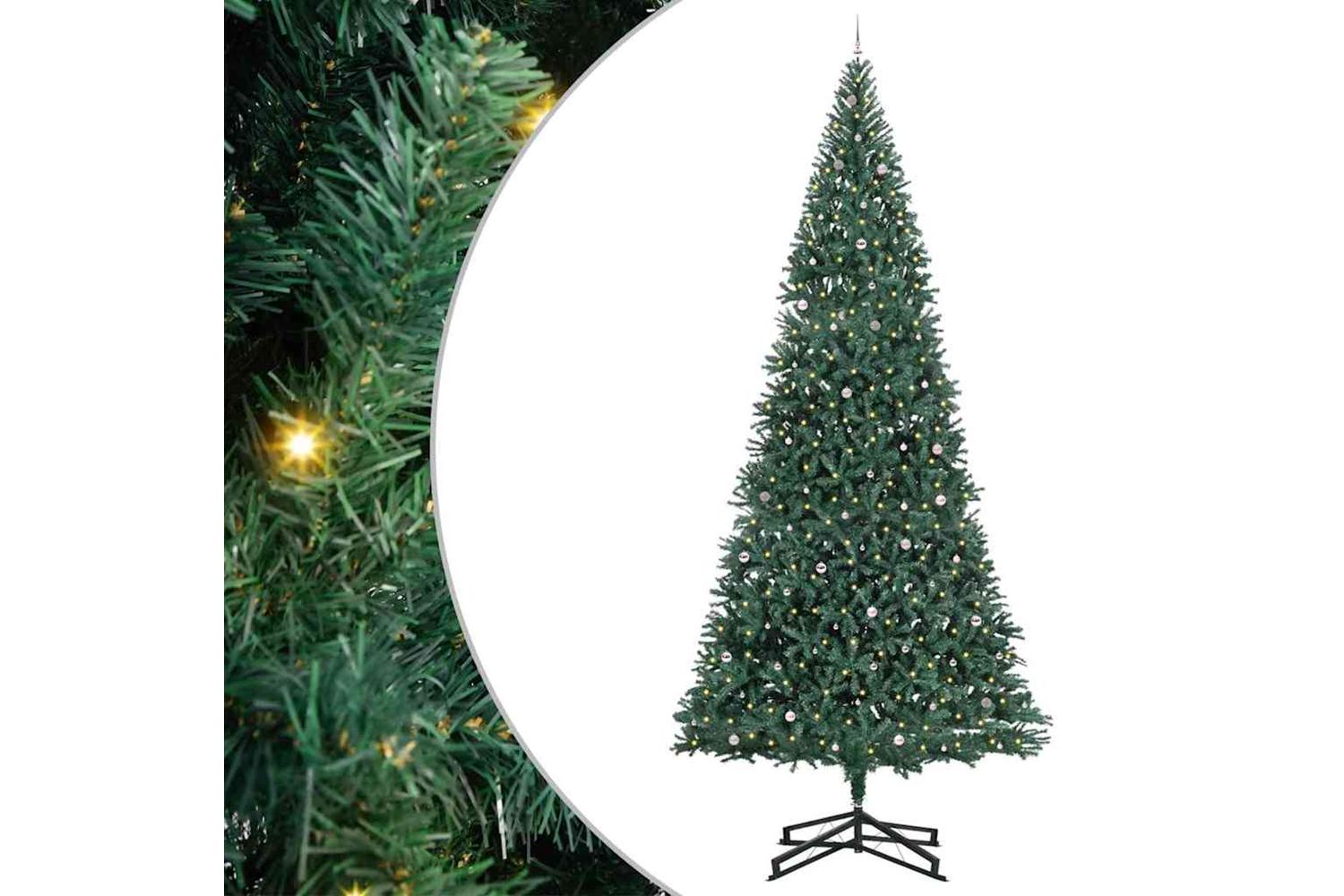 Vidaxl Artificial Pre-lit Christmas Tree With Ball Set Green 500 Cm