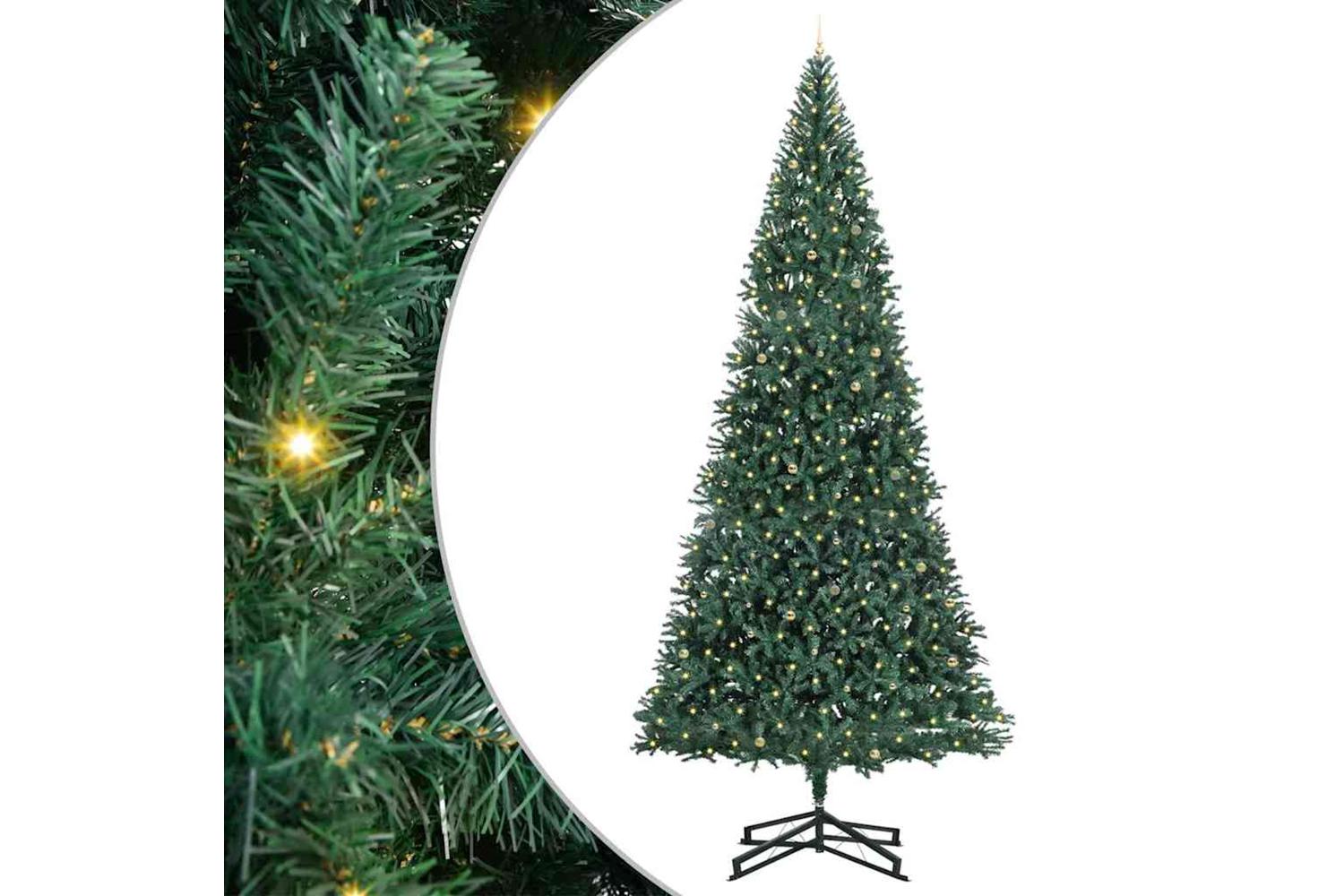 Vidaxl Artificial Pre-lit Christmas Tree With Ball Set Green 500 Cm