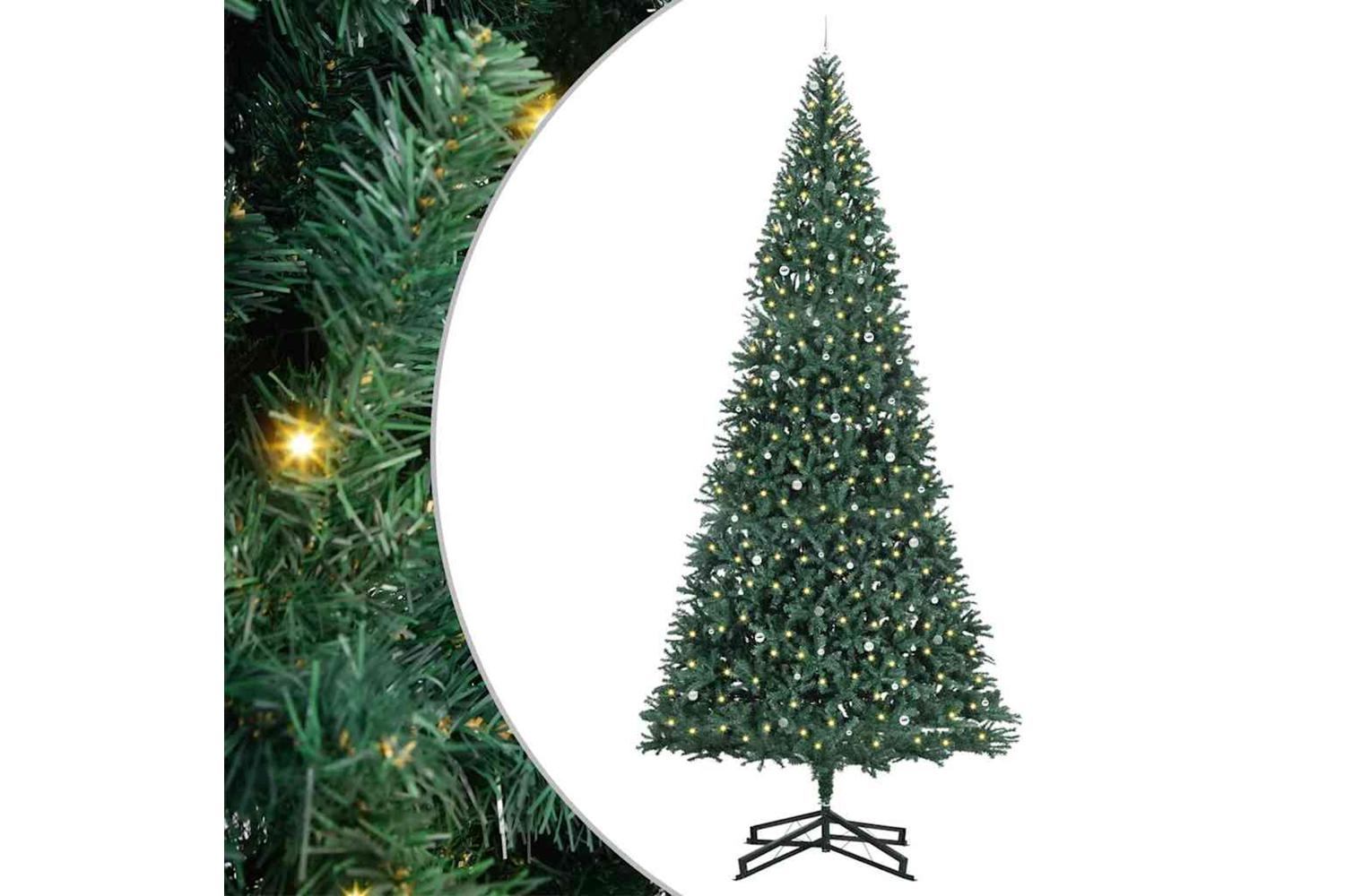 Vidaxl Artificial Pre-lit Christmas Tree With Ball Set Green 500 Cm