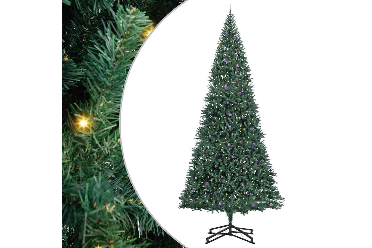 Vidaxl Artificial Pre-lit Christmas Tree With Ball Set Green 500 Cm