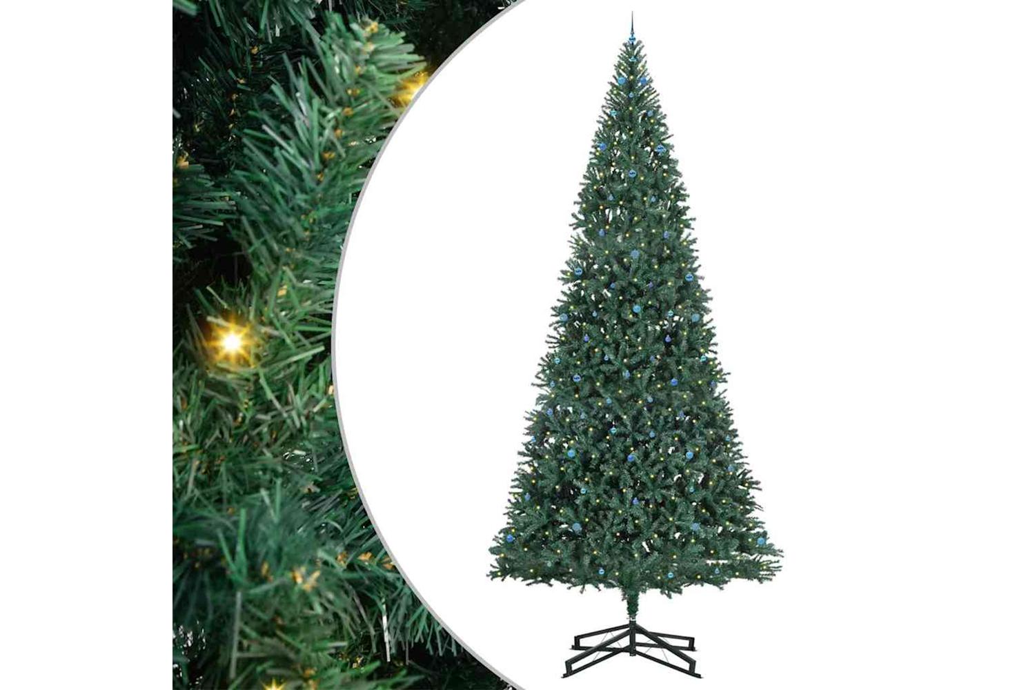 Vidaxl Artificial Pre-lit Christmas Tree With Ball Set Green 500 Cm