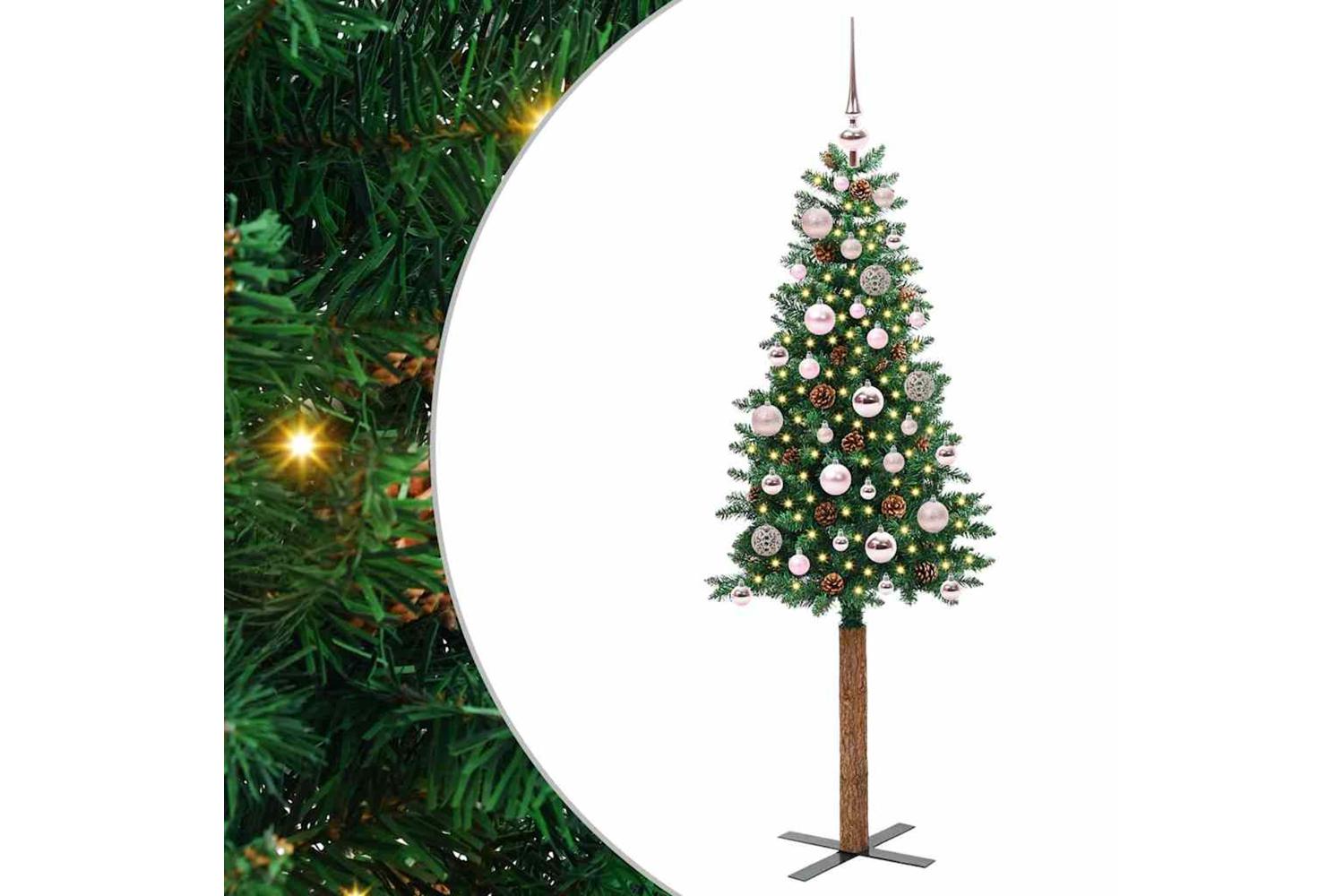 Vidaxl Slim Christmas Tree Green 150 Cm Pvc And Solid Pine Wood