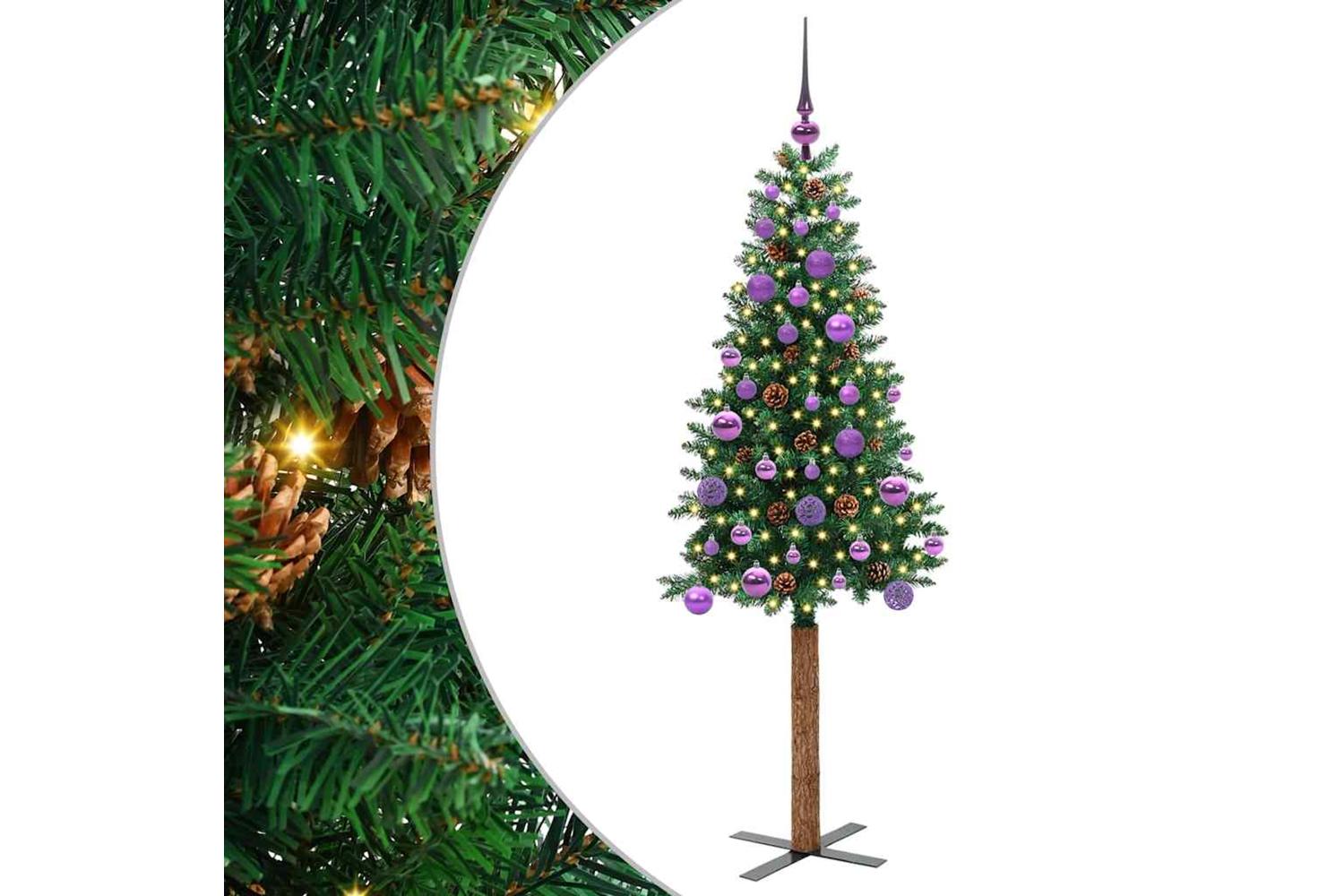 Vidaxl Slim Christmas Tree Green 150 Cm Pvc And Solid Pine Wood