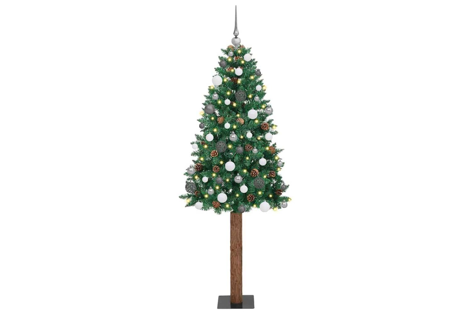 Vidaxl Slim Christmas Tree Green 180 Cm Pvc And Solid Pine Wood