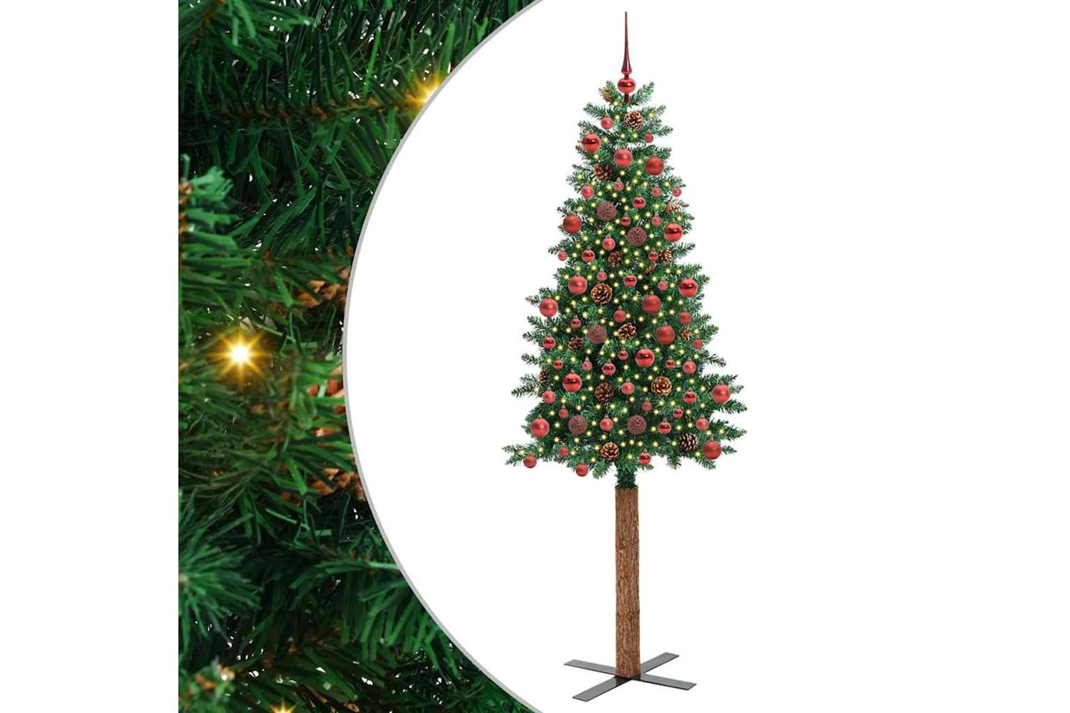 Vidaxl Slim Christmas Tree Green 180 Cm Pvc And Solid Pine Wood
