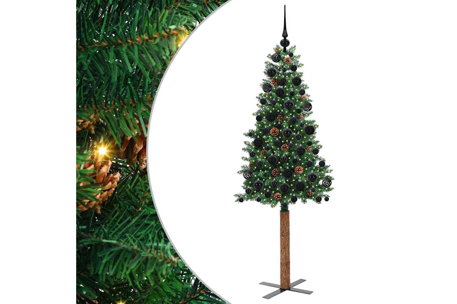 Vidaxl Slim Christmas Tree Green 180 Cm Pvc And Solid Pine Wood