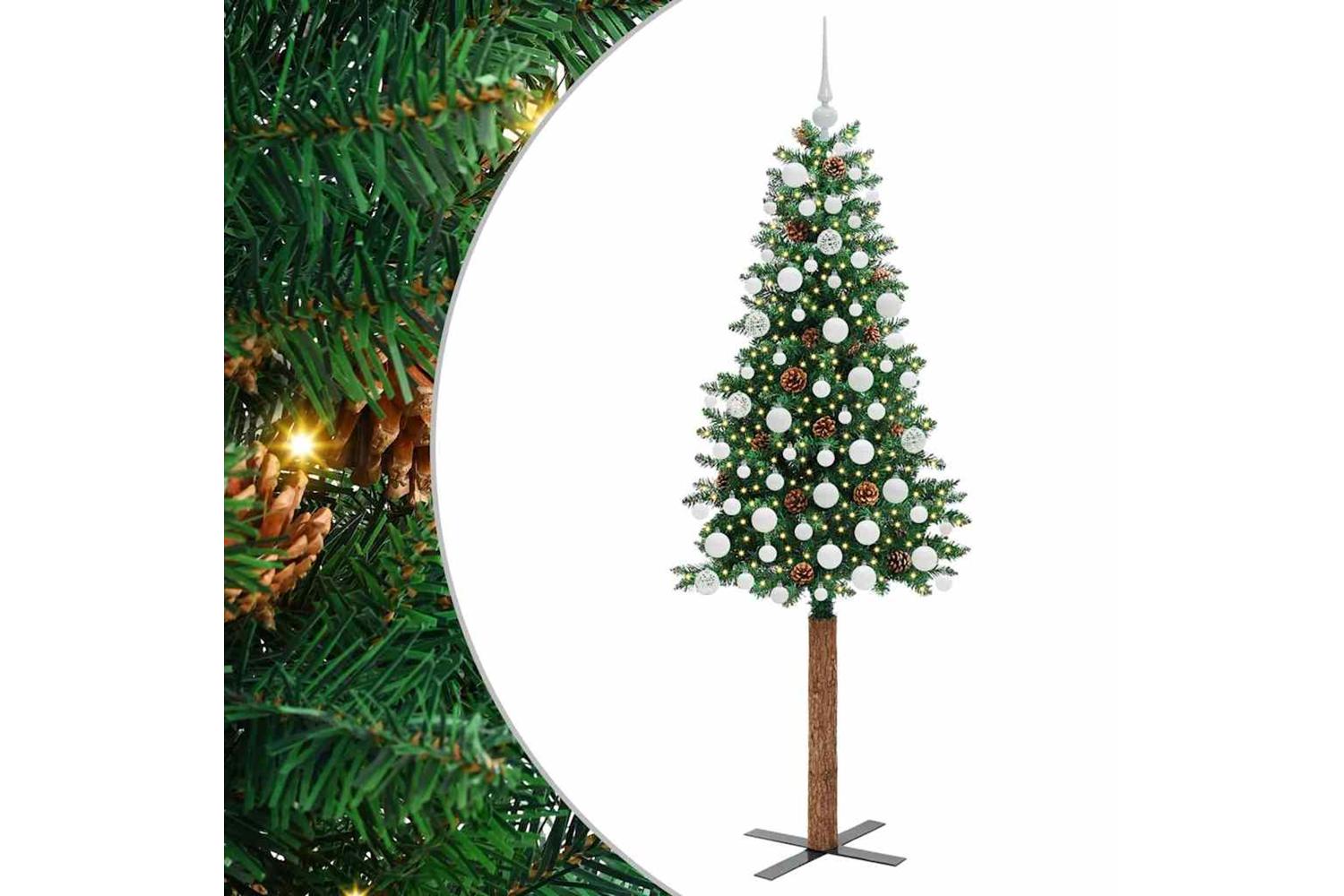 Vidaxl Slim Christmas Tree Green 180 Cm Pvc And Solid Pine Wood