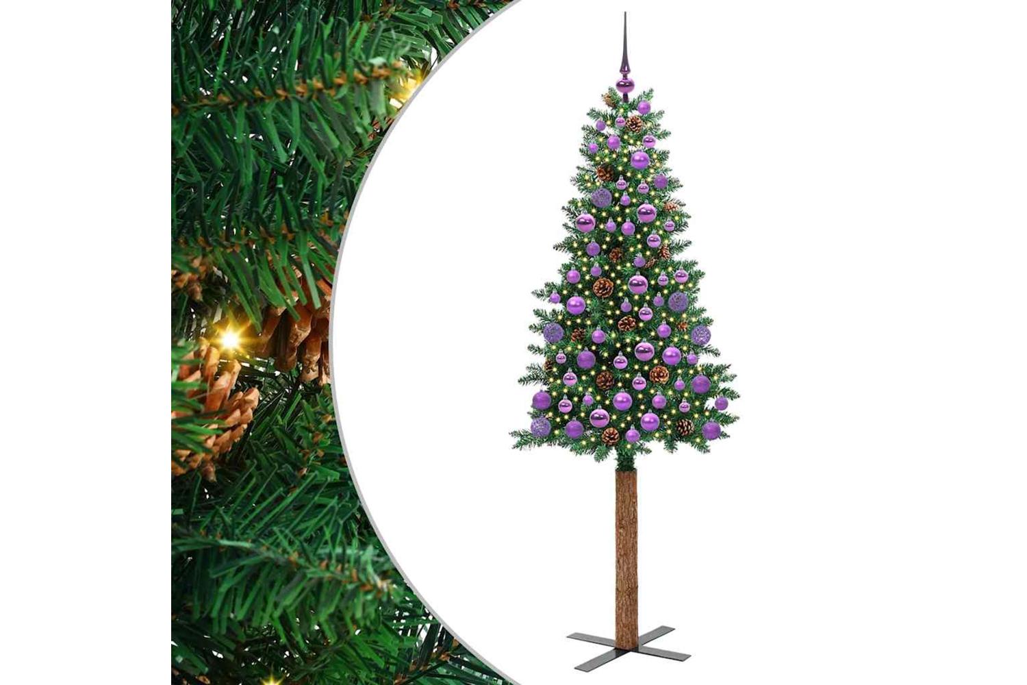 Vidaxl Slim Christmas Tree Green 180 Cm Pvc And Solid Pine Wood