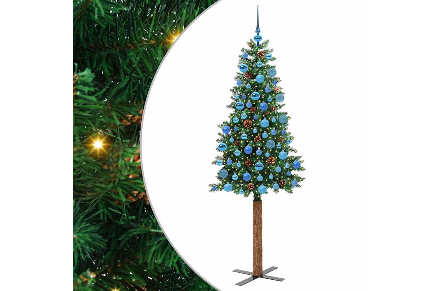 Vidaxl Slim Christmas Tree Green 180 Cm Pvc And Solid Pine Wood