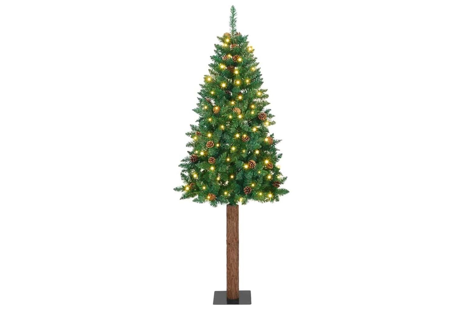Vidaxl Slim Christmas Tree Green 210 Cm Pvc And Solid Pine Wood