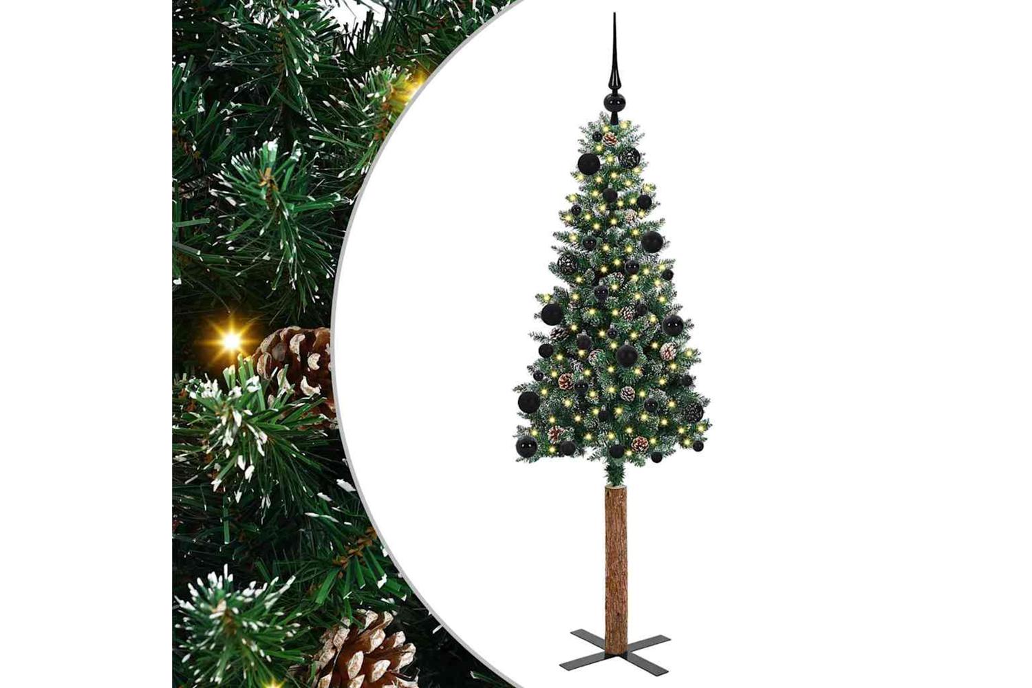 Vidaxl Slim Christmas Tree With 150 Leds Green And White 150 Cm