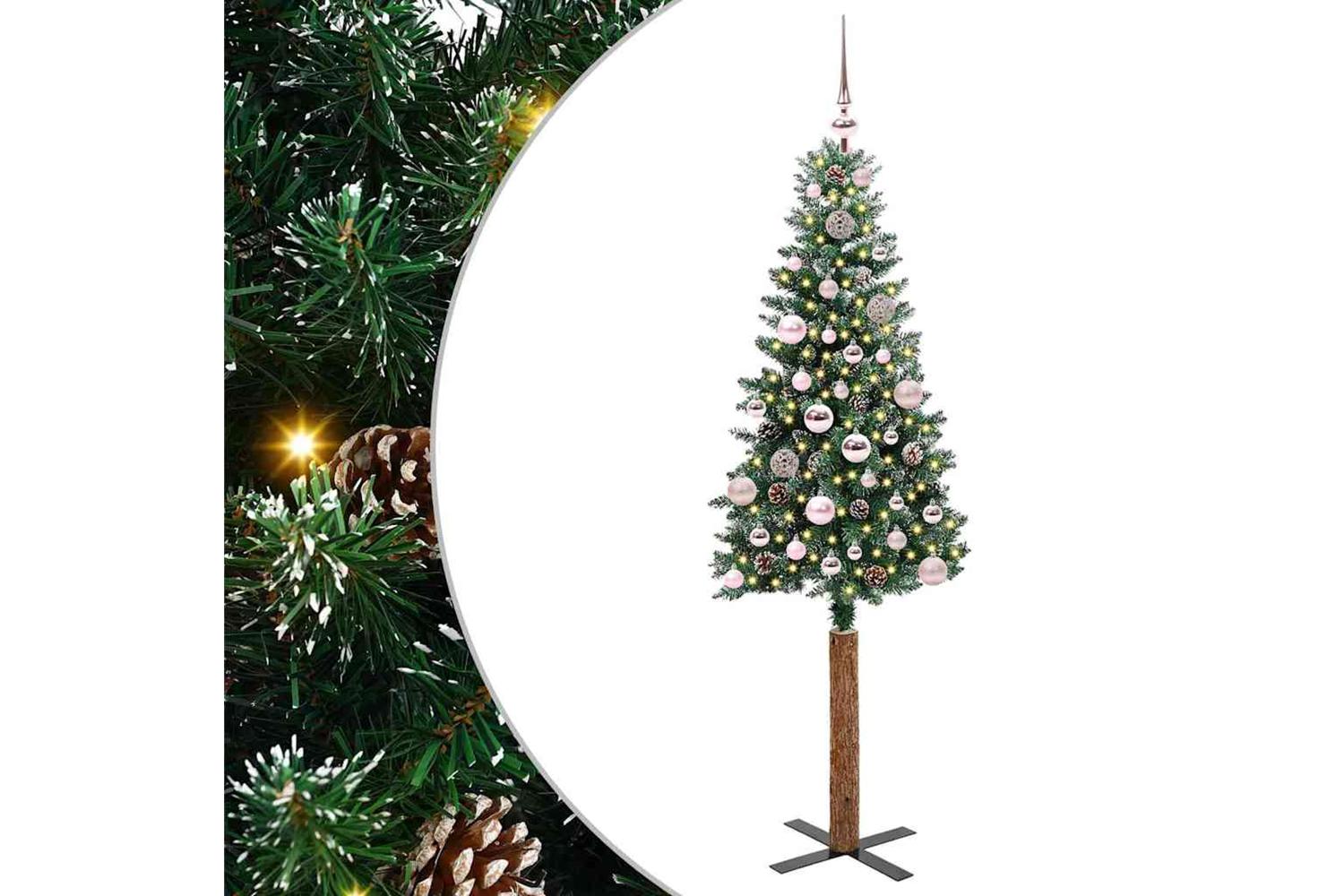 Vidaxl Slim Christmas Tree With 150 Leds Green And White 150 Cm